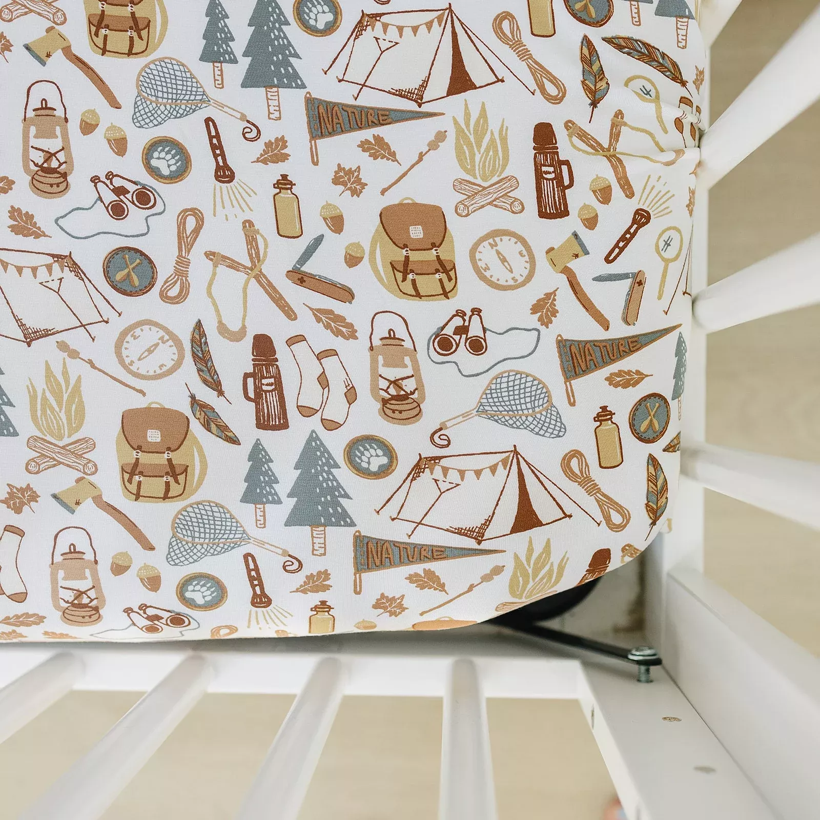 Bamboo Stretch Crib Sheet | Camping Trip