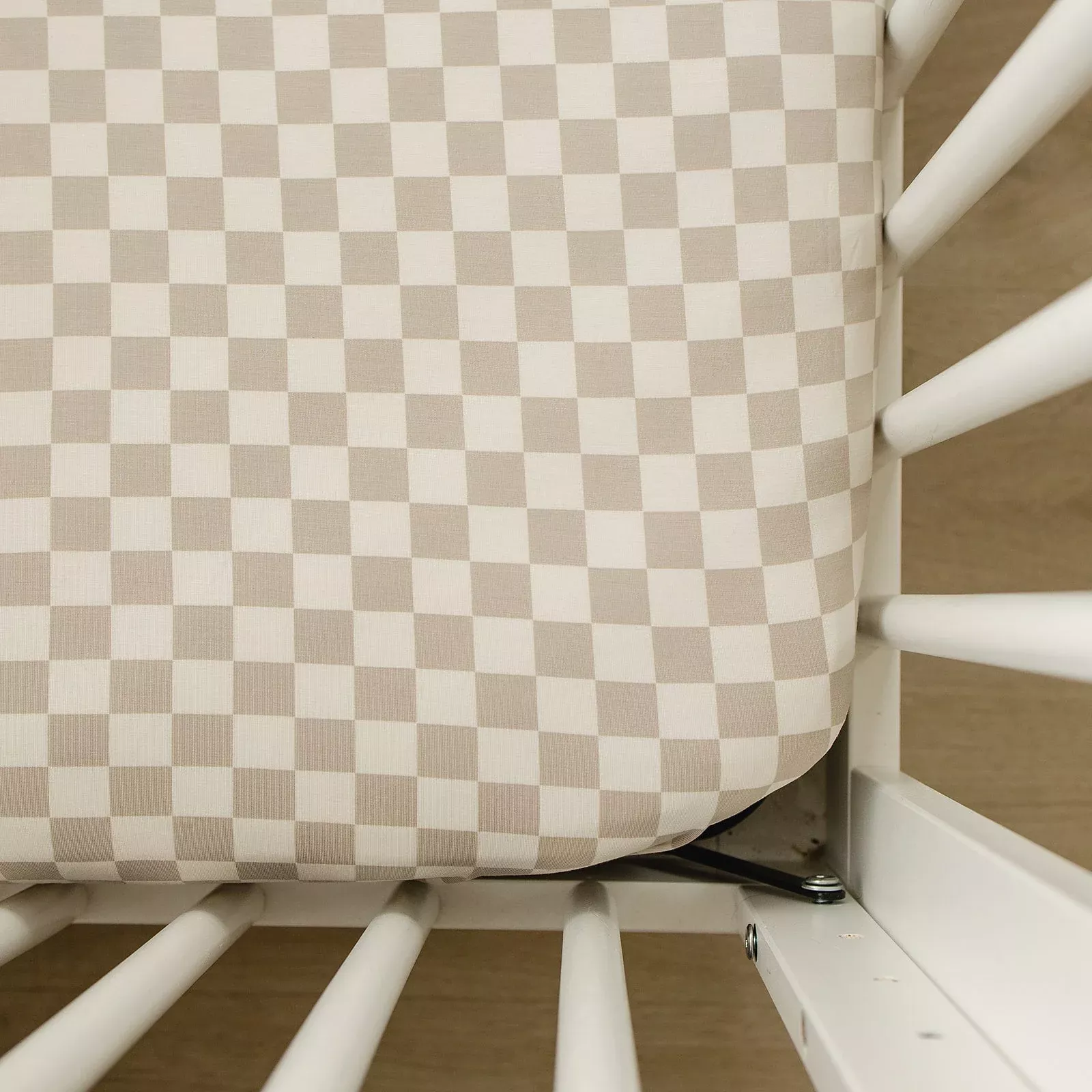 Bamboo Stretch Crib Sheet | Taupe Checkered