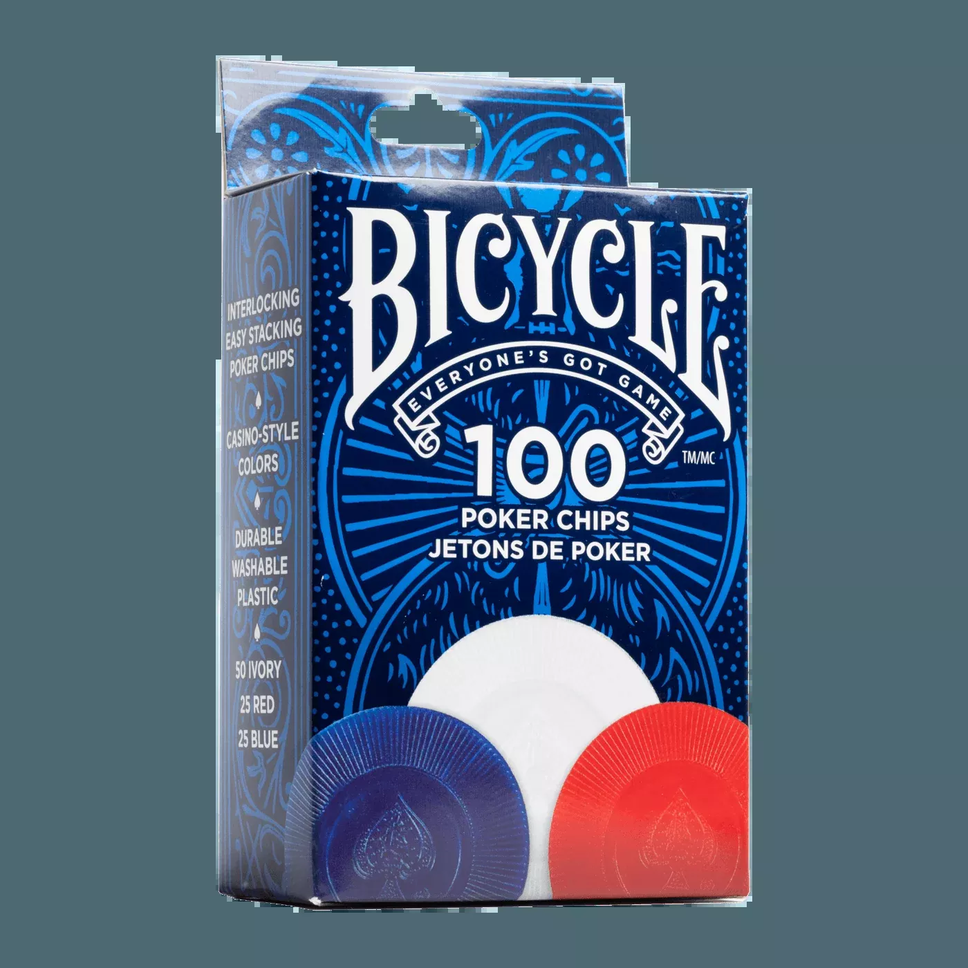 Bicycle Poker Chips 100 Count 2 Gram