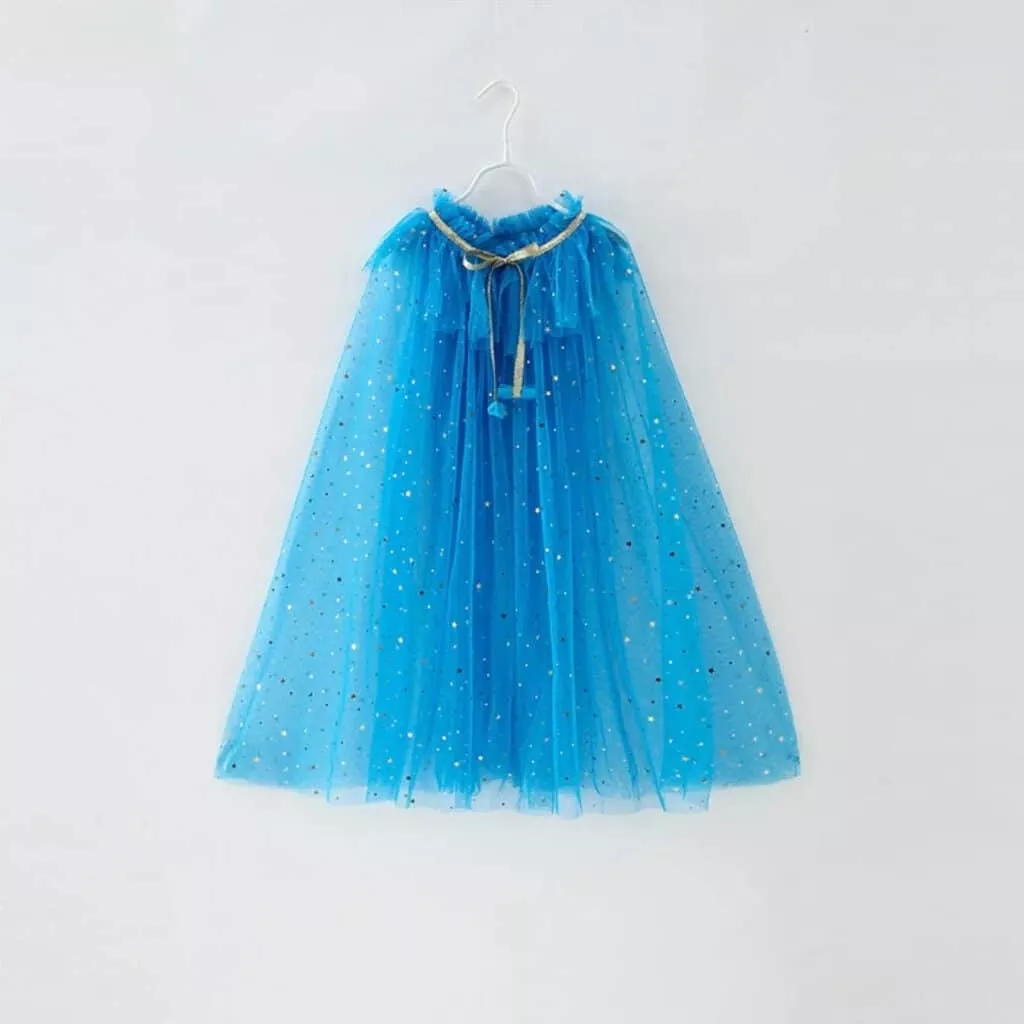 Blue Princess Glitter Cape