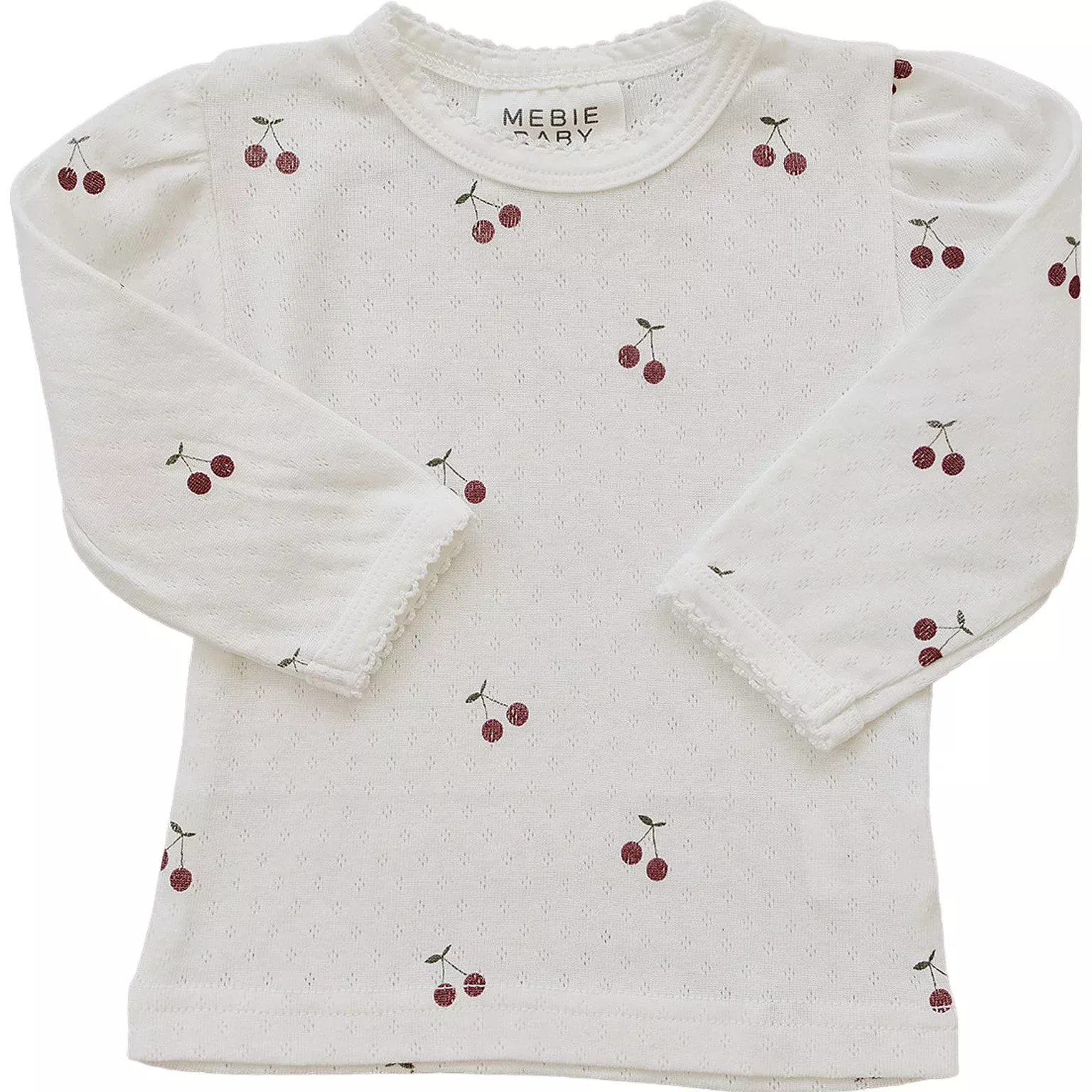 Cherry Pointelle Long Sleeve Tee