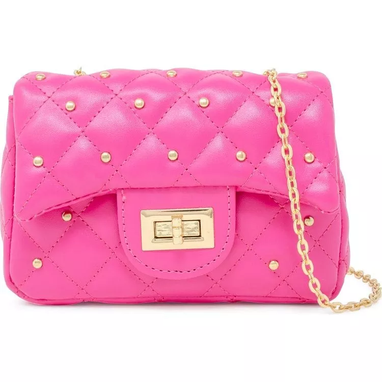 Classic Quilted Stud Mini Bag - Hot Pink