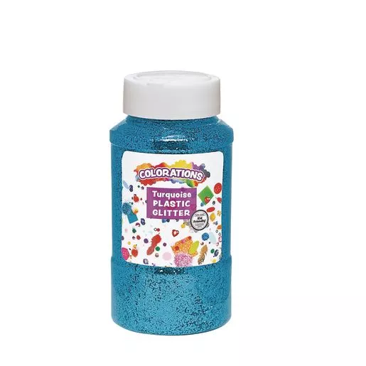Colorations Extra-Safe Plastic Glitter, Turquoise - 1 lb.