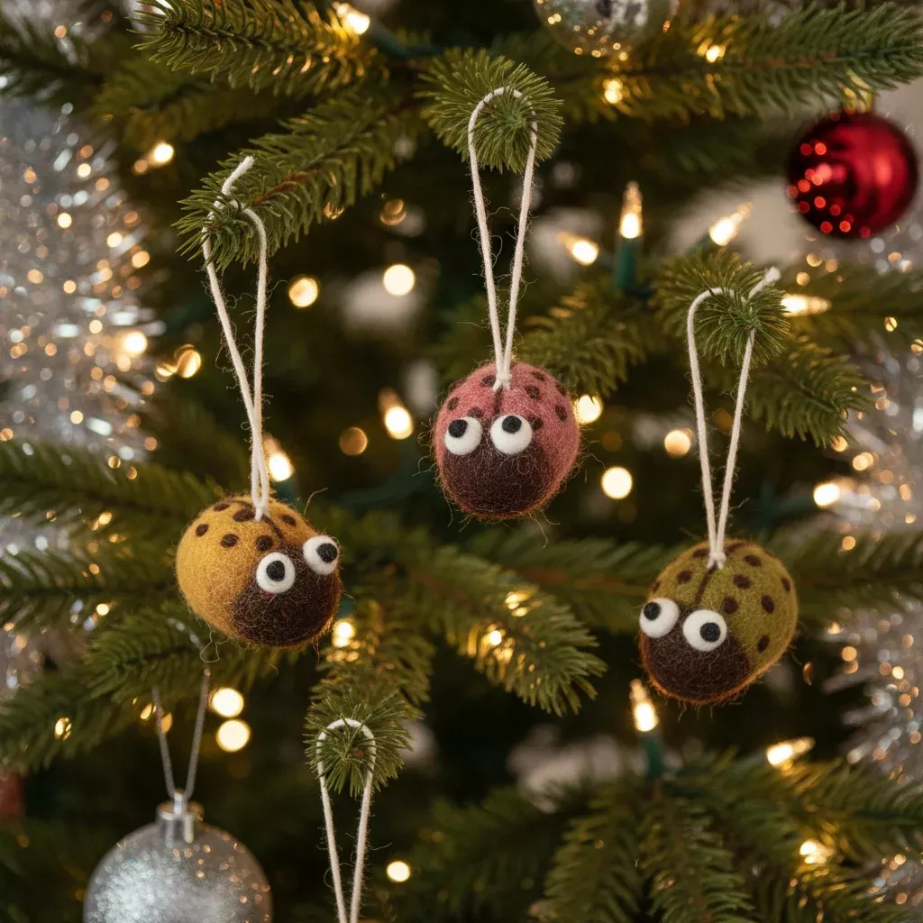 Colorful Ladybug Felt Ornaments