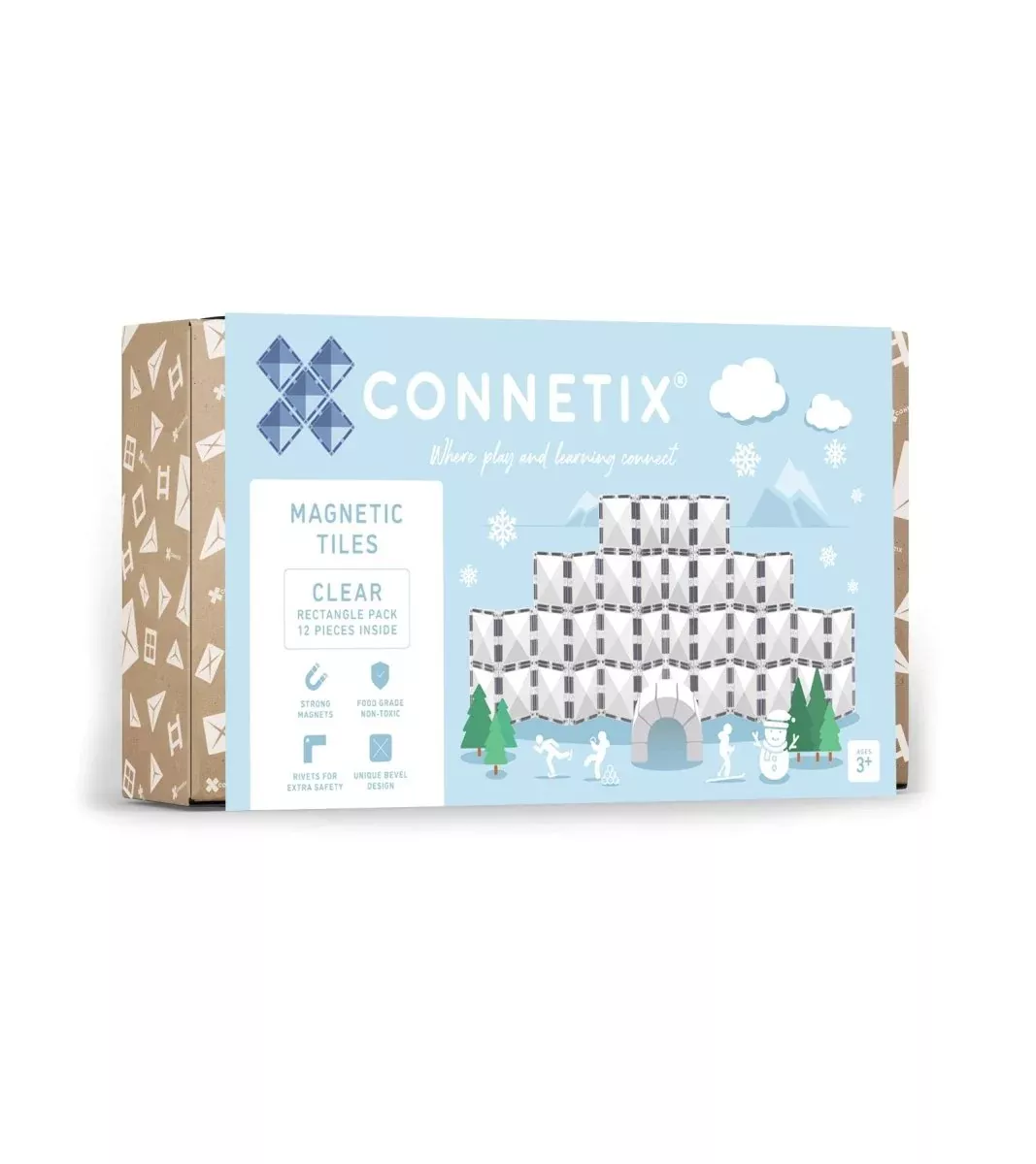 Connetix Tiles - Clear Rectangle Pack 12 pc