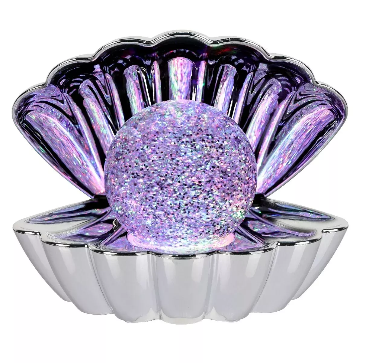 Cotton Candy - Clam Shell Glitter Lamp Silver