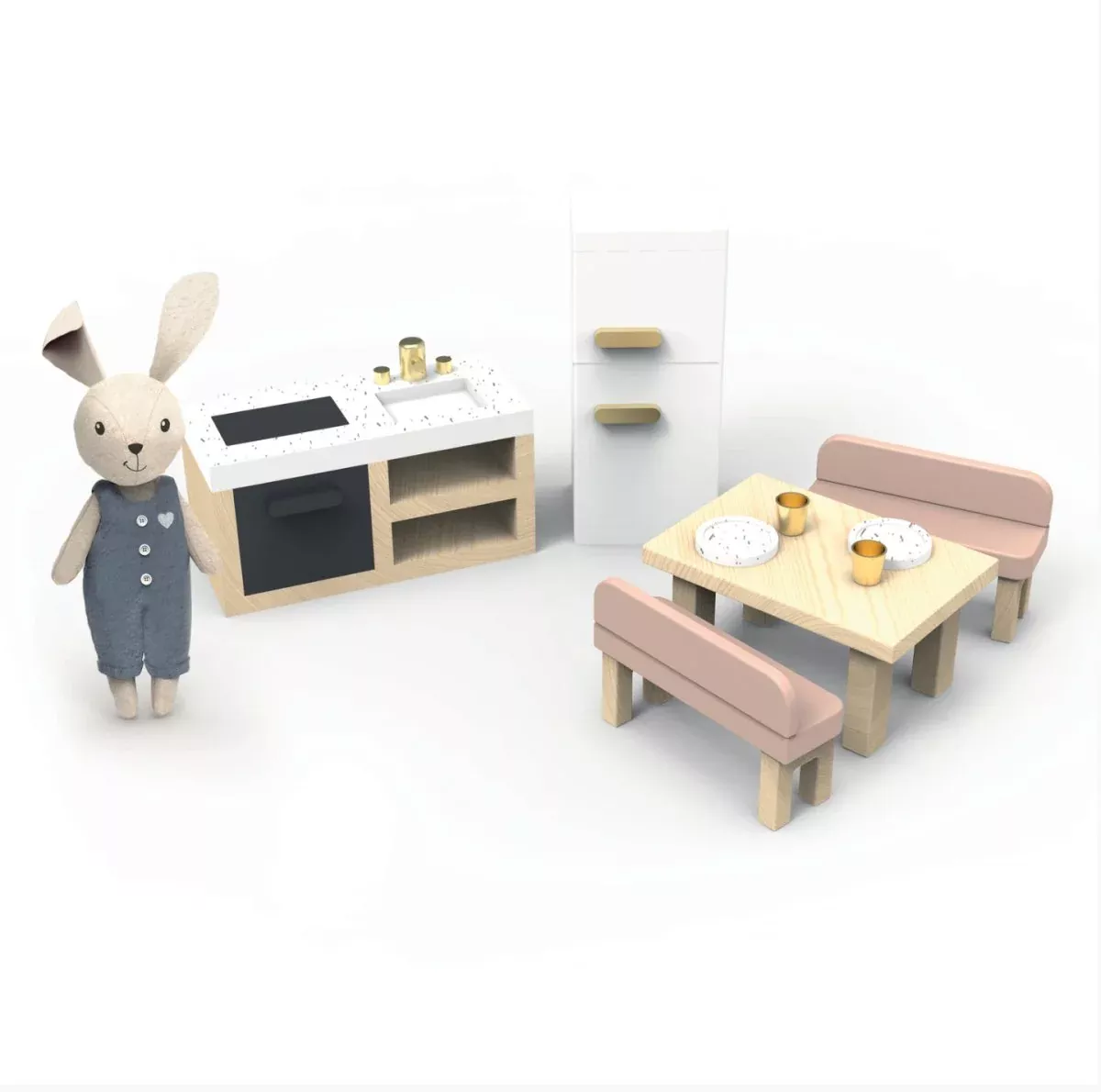Doll House Kitchen + 1 Character - Speedy Monkey