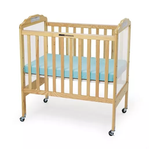 Environments Compact Adjustable Clear View Crib with Mattress