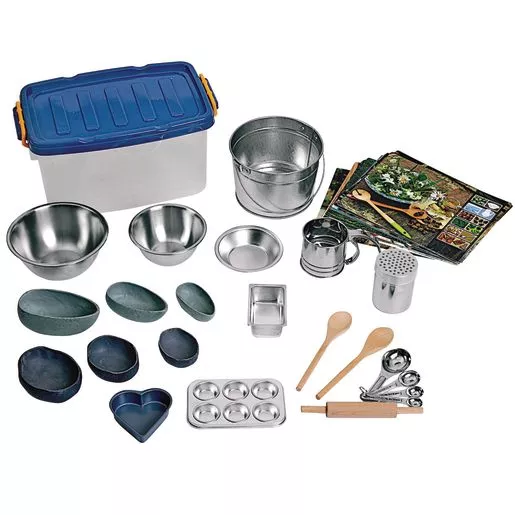 Excellerations Mud Kitchen Accessory Set 36-Pieces and Storage