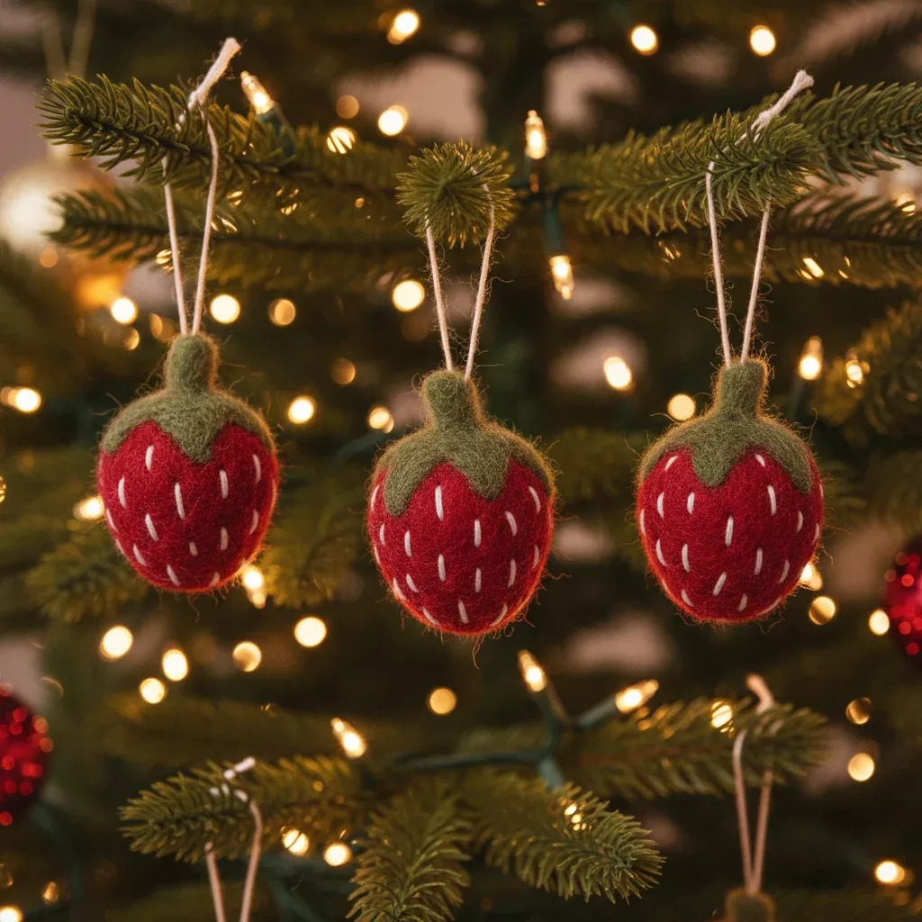 Felt Strawberry Ornaments