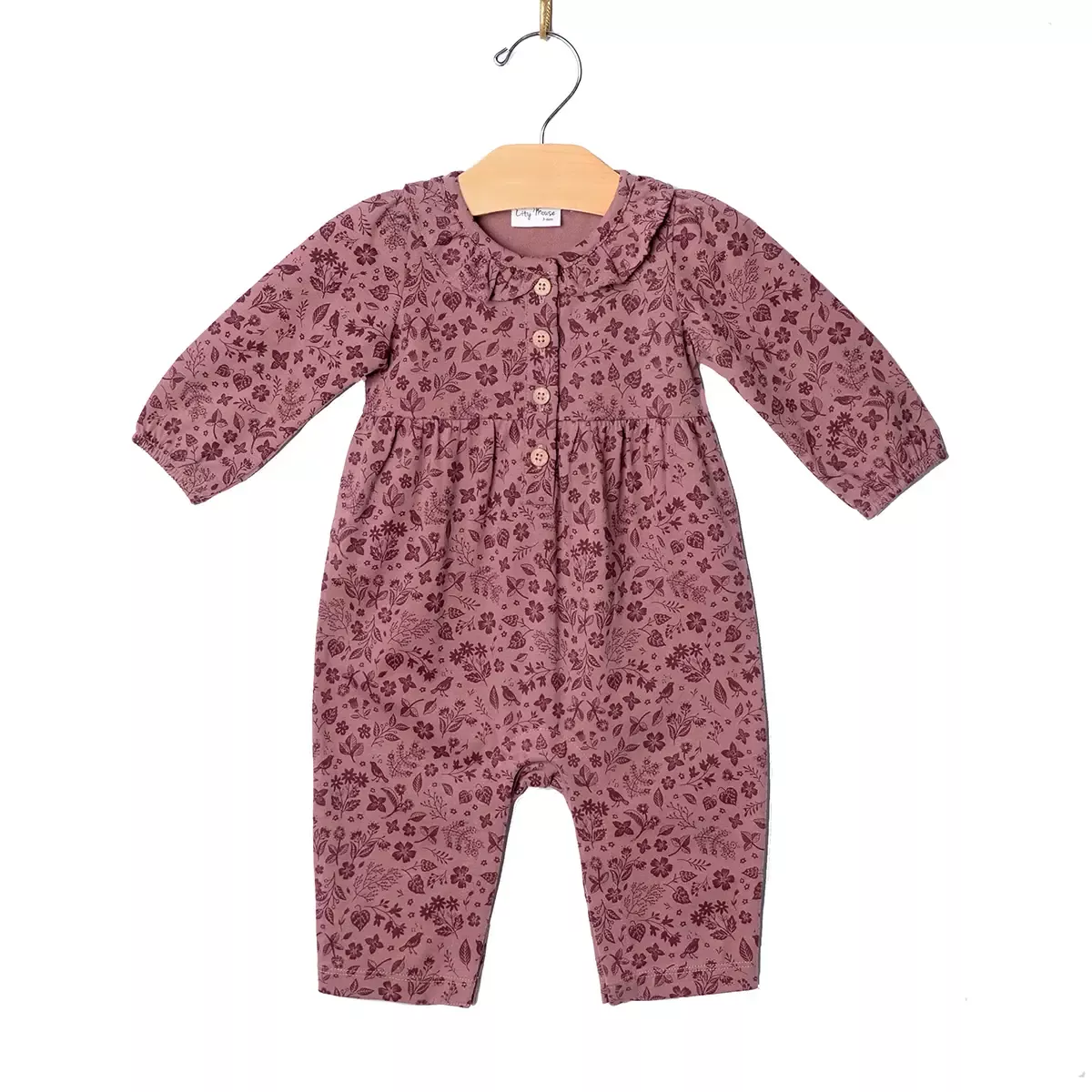 Frill Collar Romper | Plum Birds