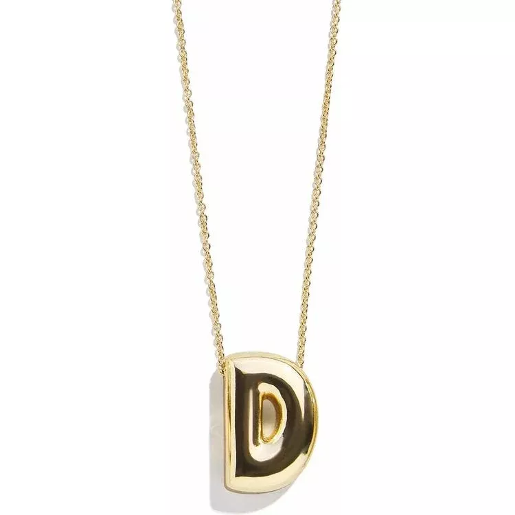 Gold Bubble Initial Necklace - D