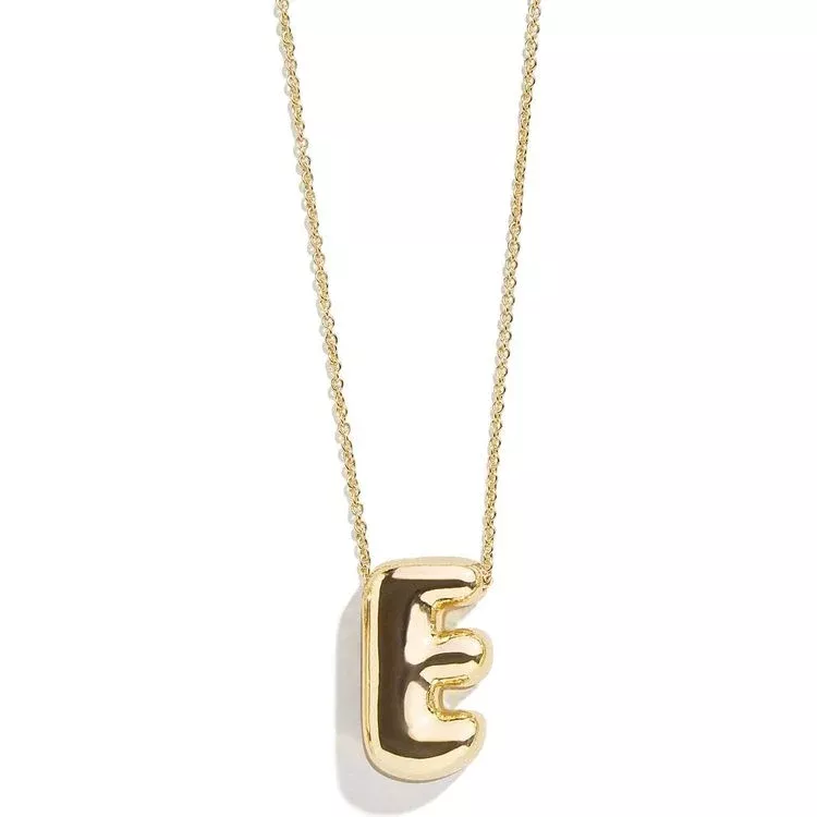 Gold Bubble Initial Necklace - E