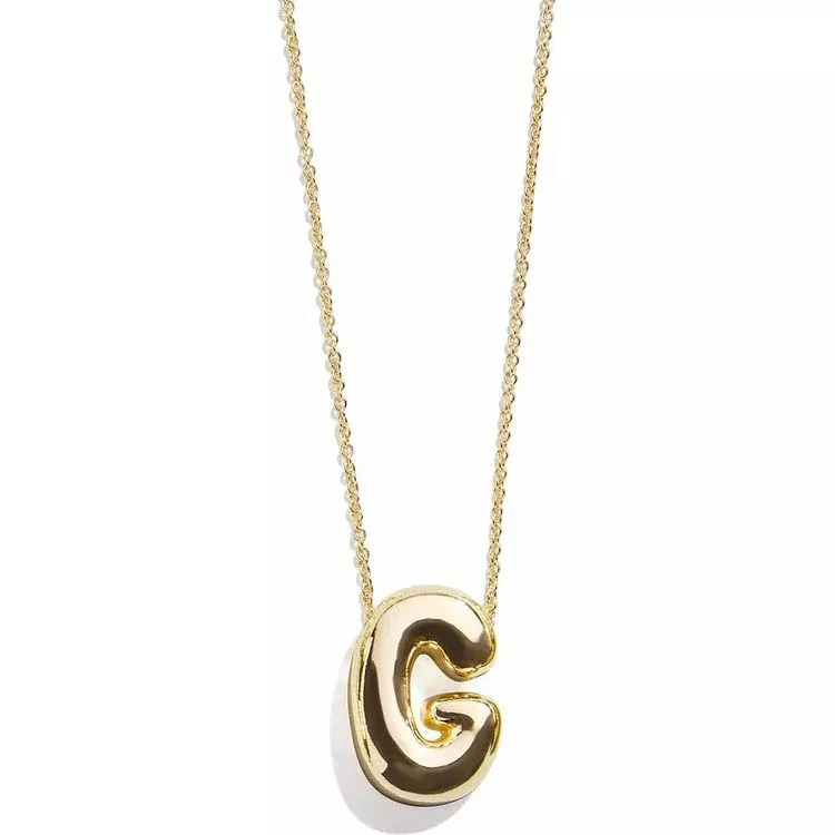 Gold Bubble Initial Necklace - G
