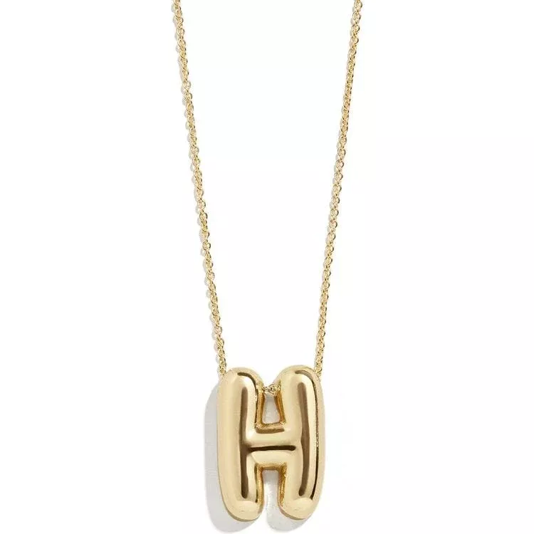 Gold Bubble Initial Necklace - H