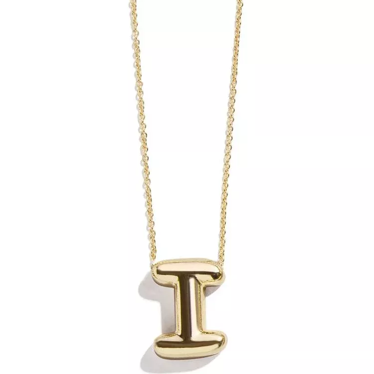 Gold Bubble Initial Necklace - I