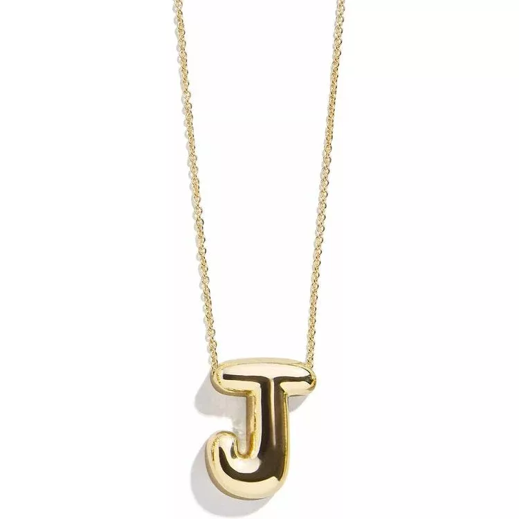 Gold Bubble Initial Necklace - J