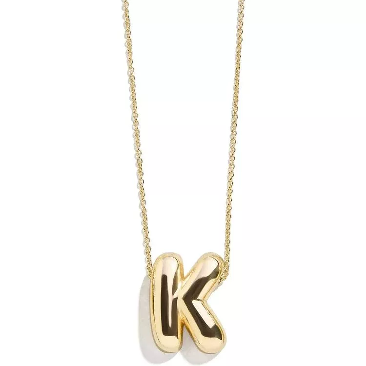Gold Bubble Initial Necklace - K