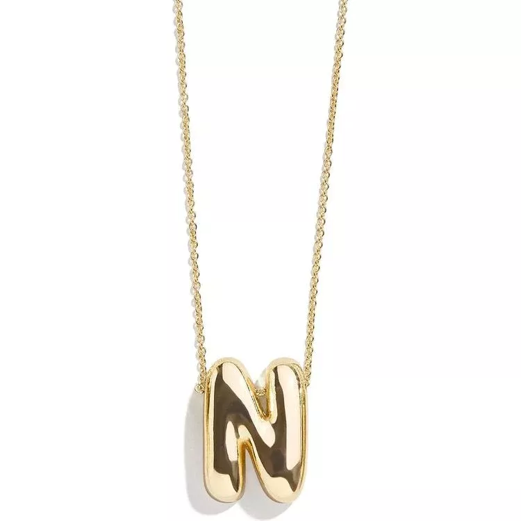 Gold Bubble Initial Necklace - N