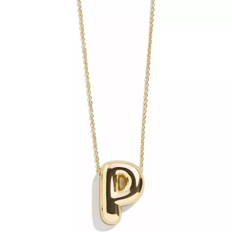 Gold Bubble Initial Necklace - P
