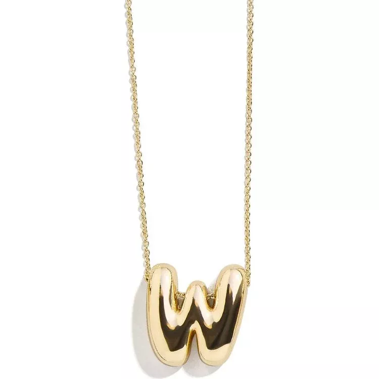 Gold Bubble Initial Necklace - W