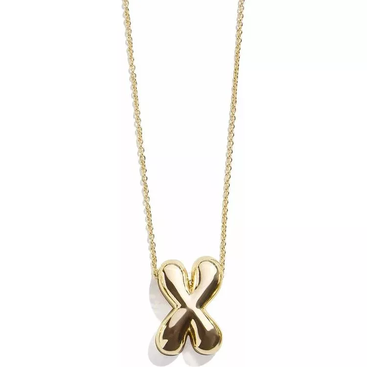 Gold Bubble Initial Necklace - X