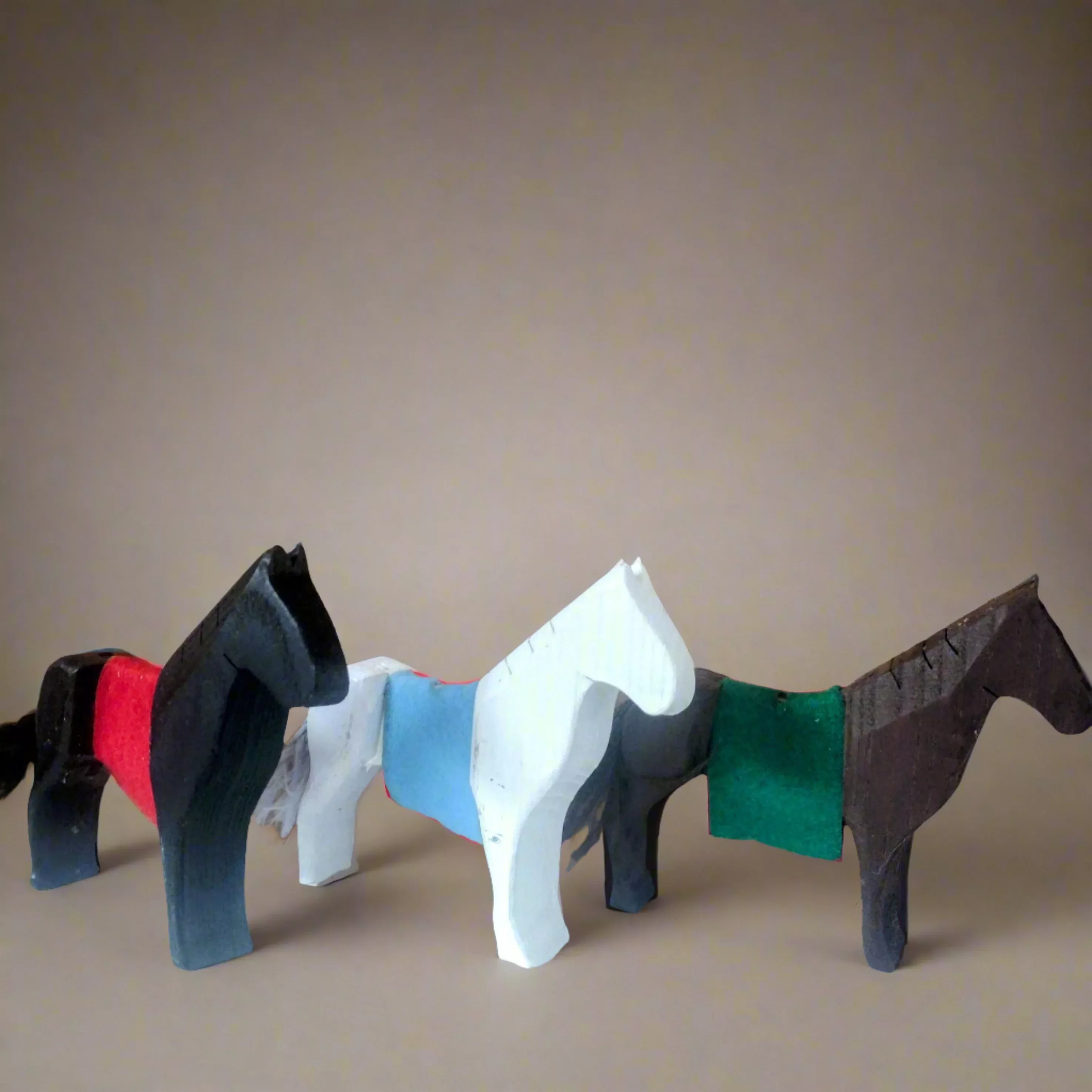 Hand carved Horses 3pcs