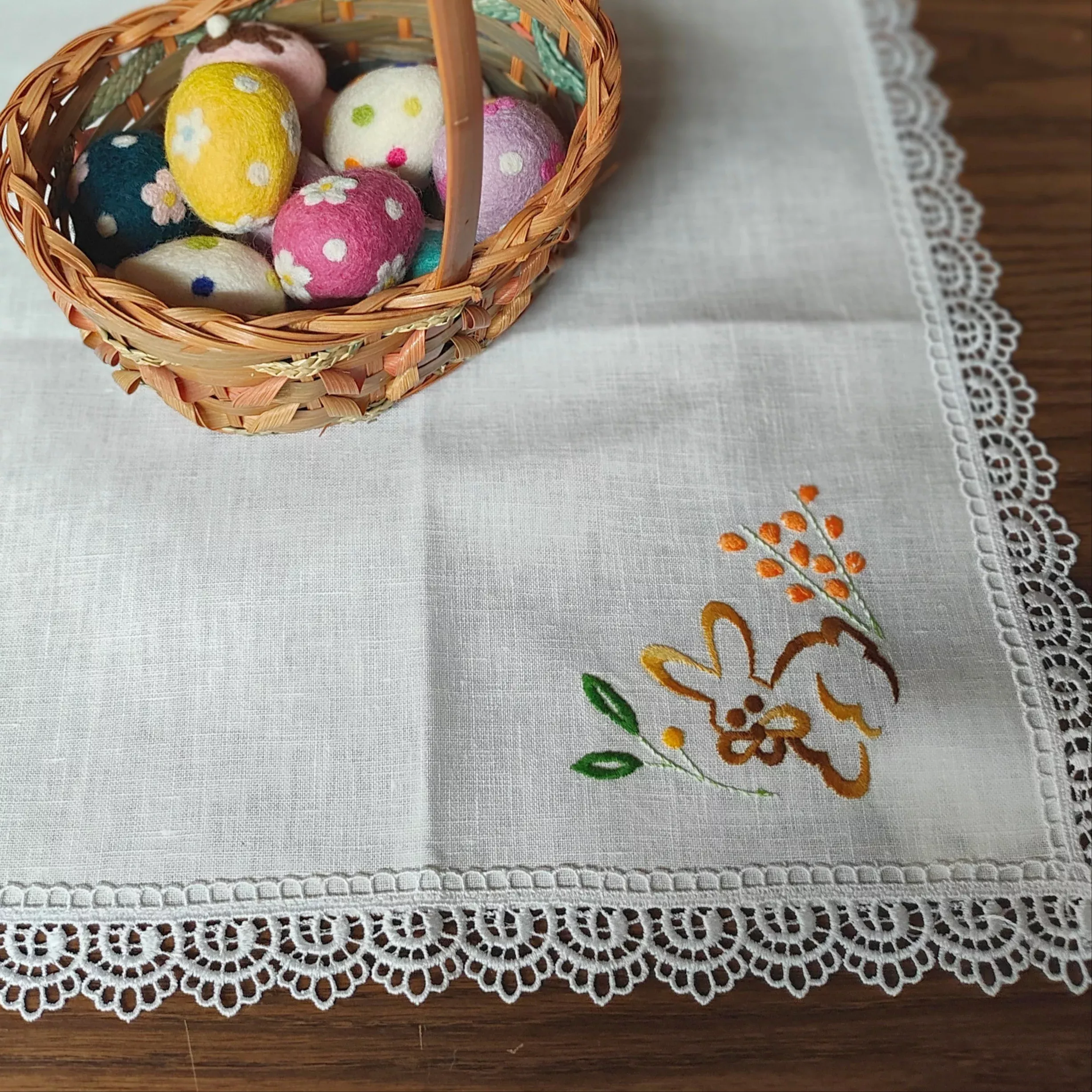 Handmade Easter Linen Doily