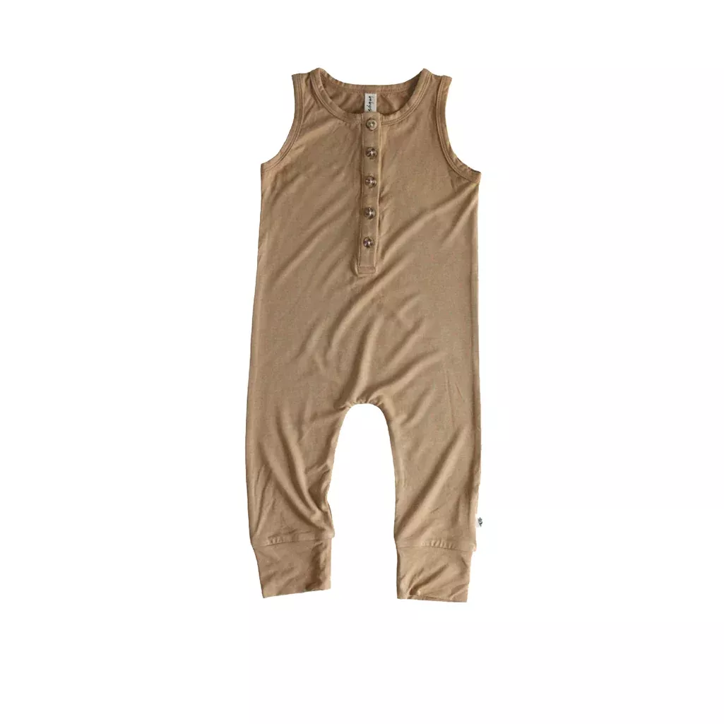 Henley Tank Romper | Camel