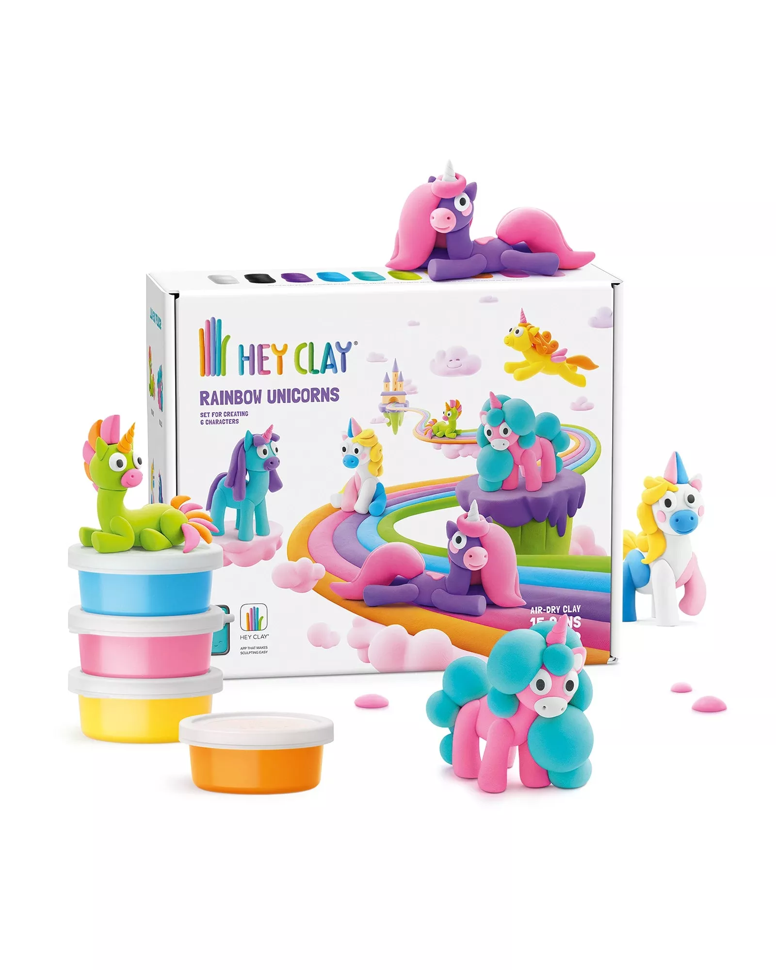 Hey Clay Rainbow Unicorns Set