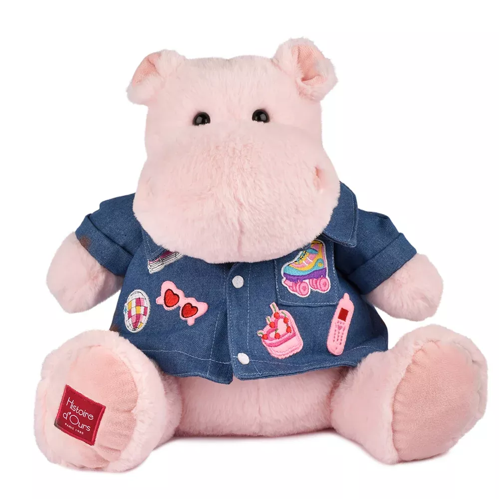 Hippo Plush with Denim Jacket