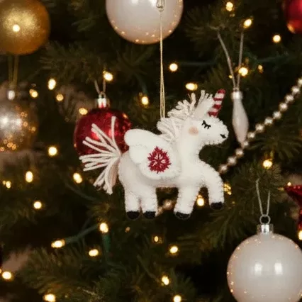 Holiday snowflake ornament unicorn