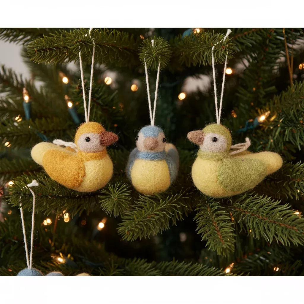 Mini Sparrow Felt Ornaments