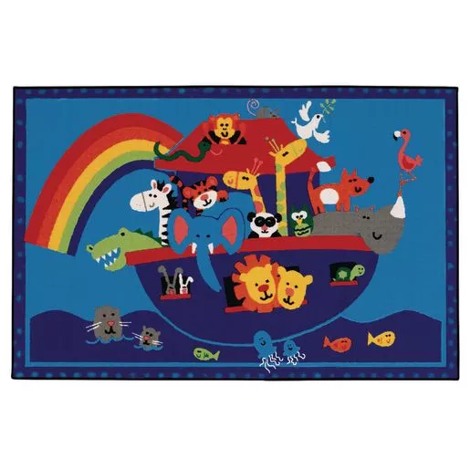 Noah's Animals 3' x 4'6" Rectangle Kids Value Carpet