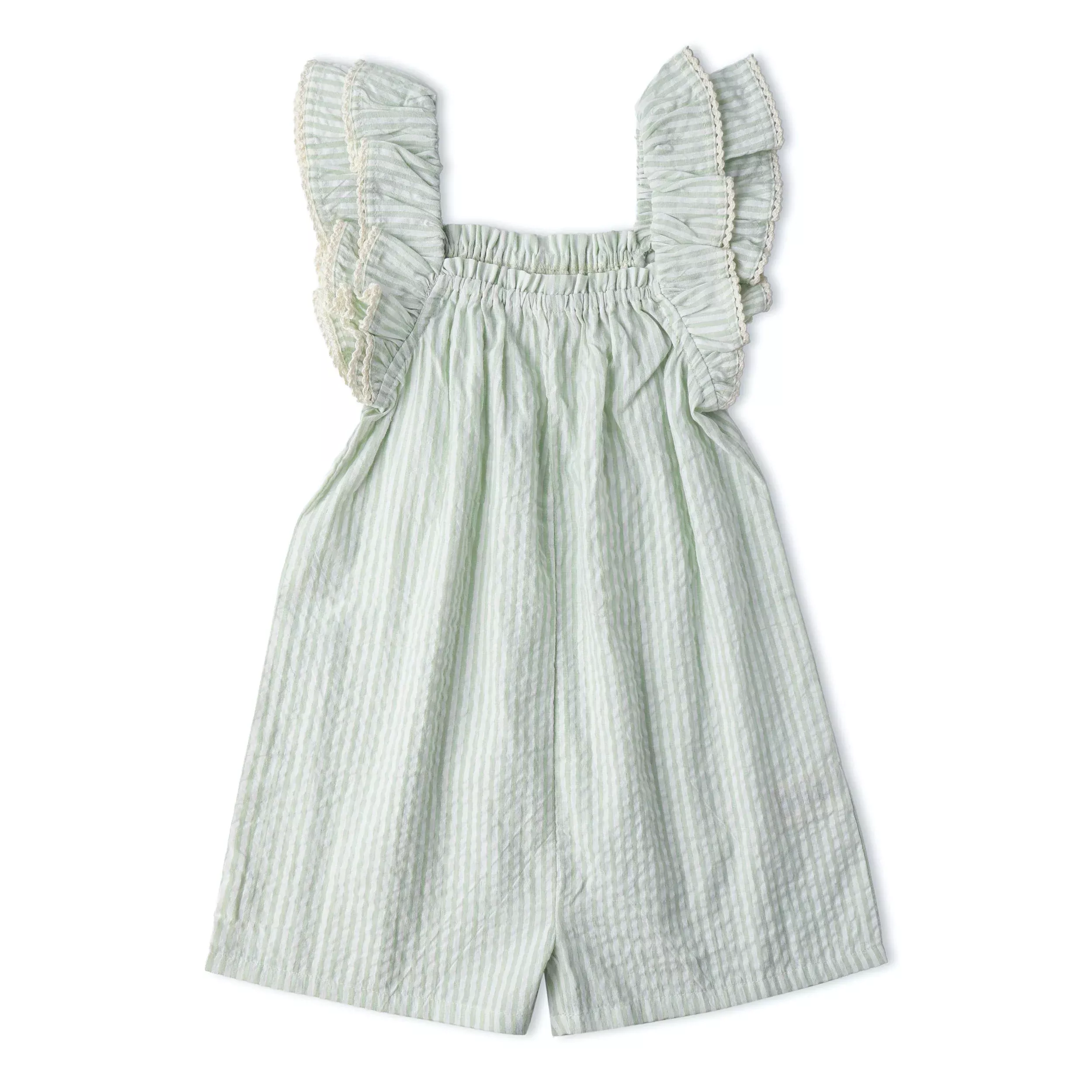 Organic Flutter Jumpsuit - Basil Stripes