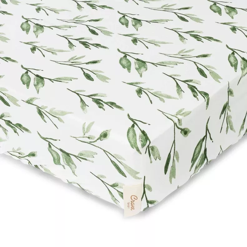 Parker Leaf Fitted Crib Sheet | Leaf