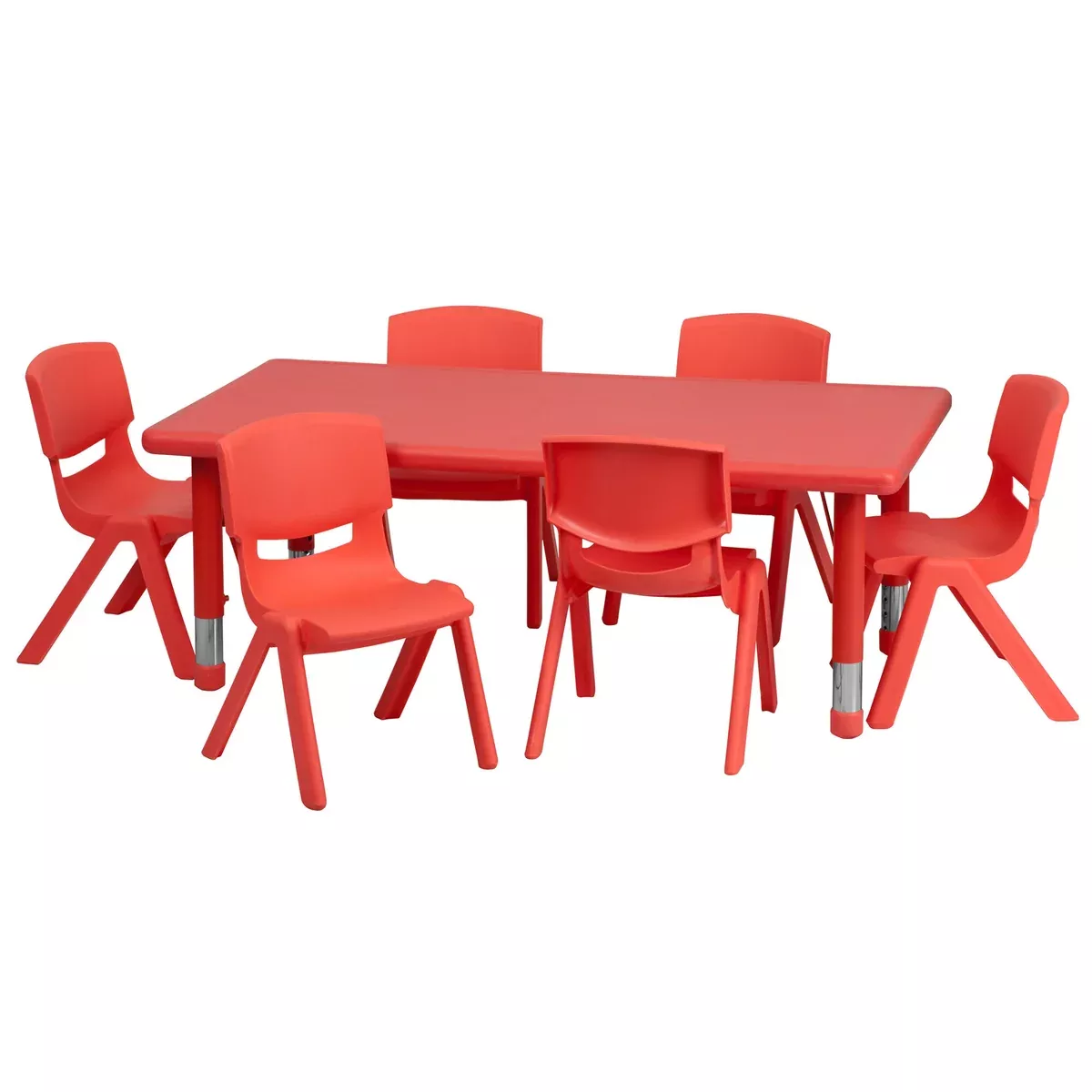 Plastic Rectangular Table Red with Adjustable Legs