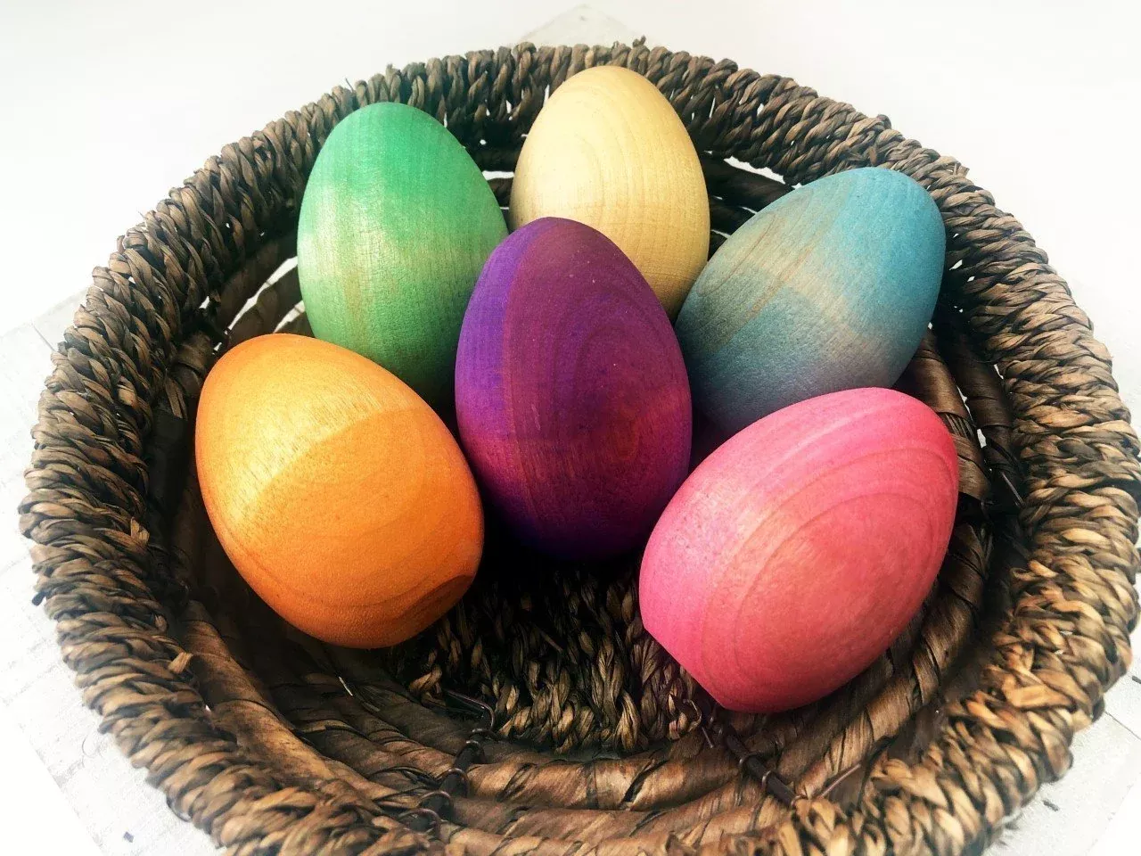 Rainbow Wooden Easter Eggs (Set of 6) by Legacy Learning Academy