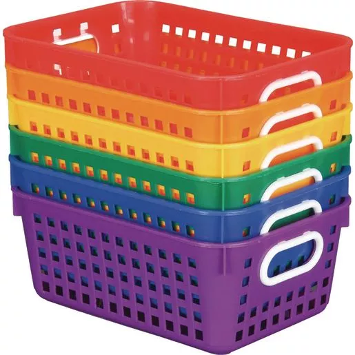 Really Good Stuff Group Colors For 6 - Book Baskets, Medium Rectangle