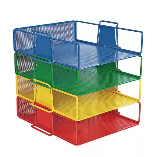 Really Good Stuff Stackable Wire Letter Trays - Set of 4 Colors