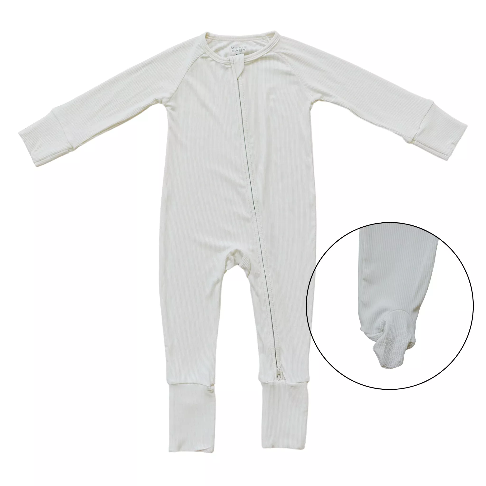 Ribbed Bamboo Zipper | Cream