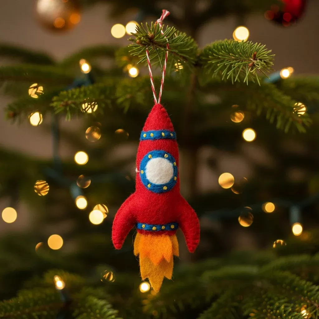 Rocket Felt Wool Christmas Ornament