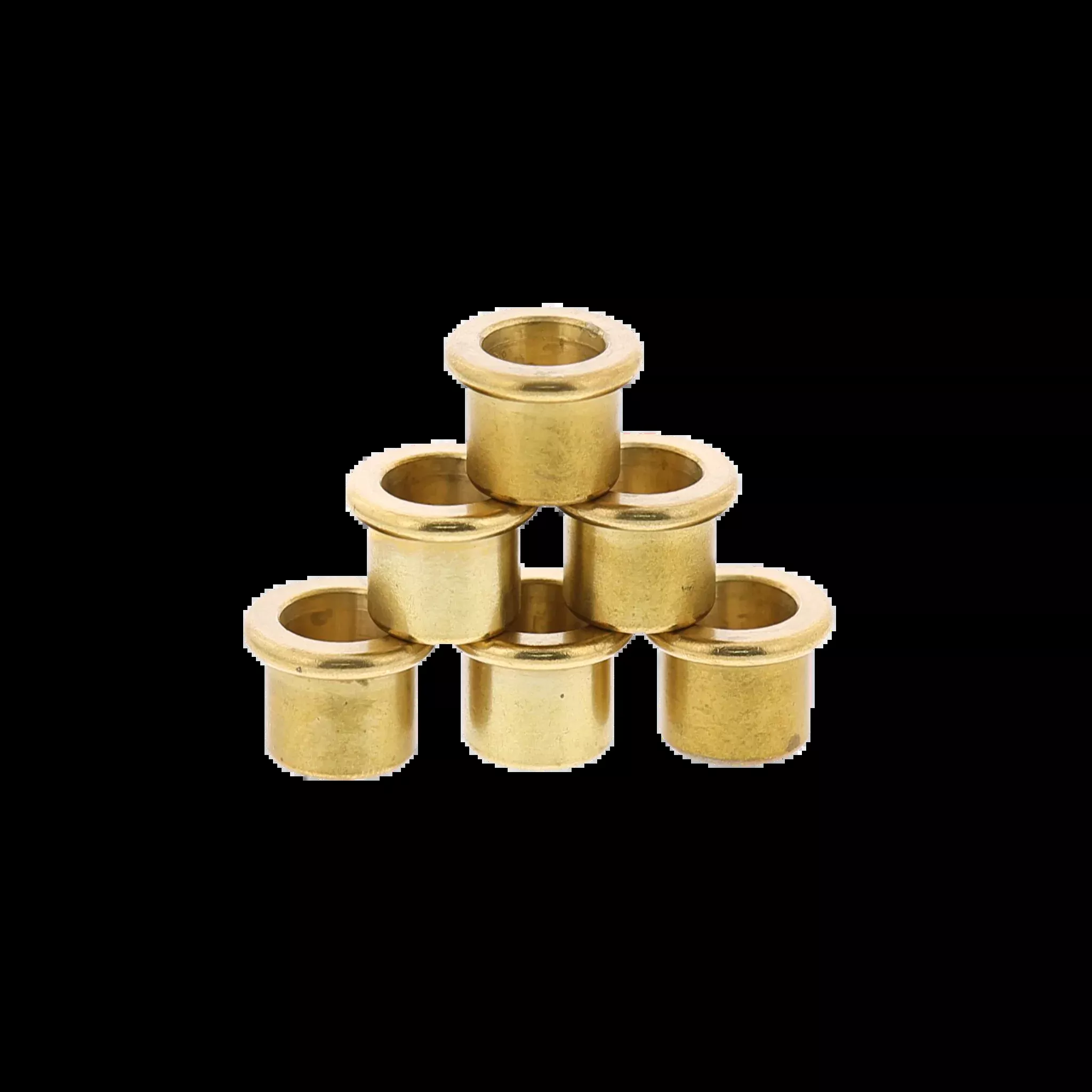 Set of six brass candleholders