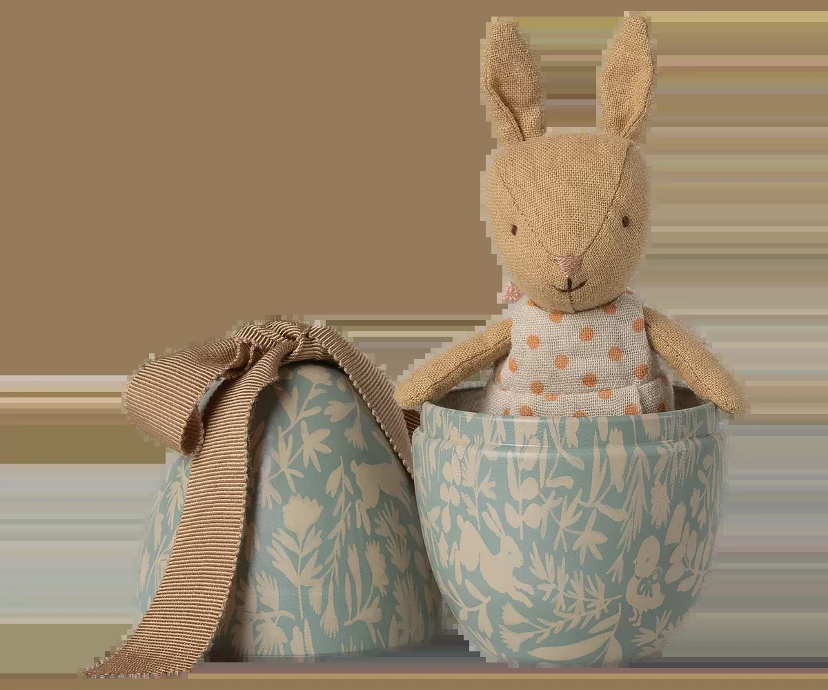 Small - Cream Yellow Easter Egg With Micro Rabbit