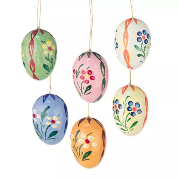 Small Hanging Easter Eggs with Polka-dot Flowers (6)