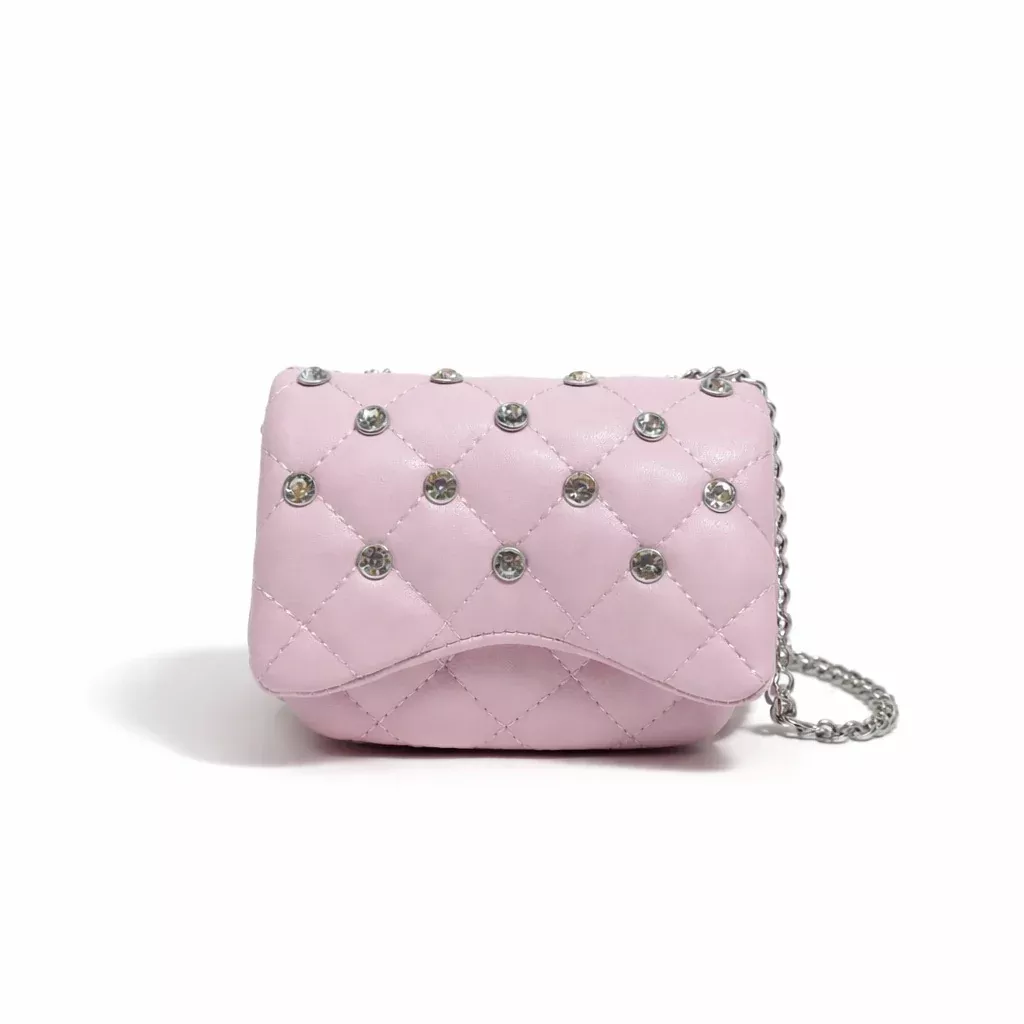 Tiny Crystal Stud Handbag - Pink