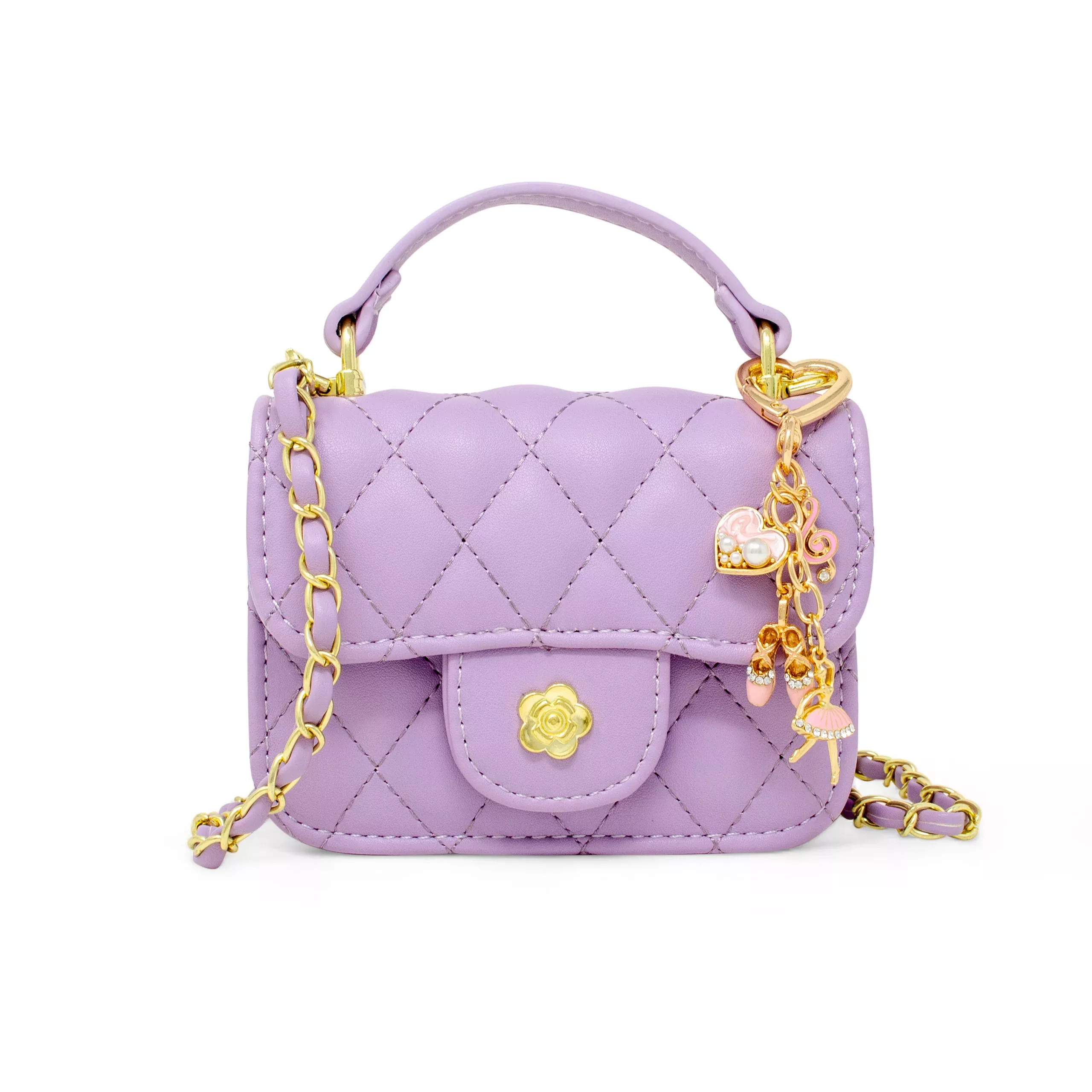 Tiny Quilted Ballet Charm Handbag - Purple
