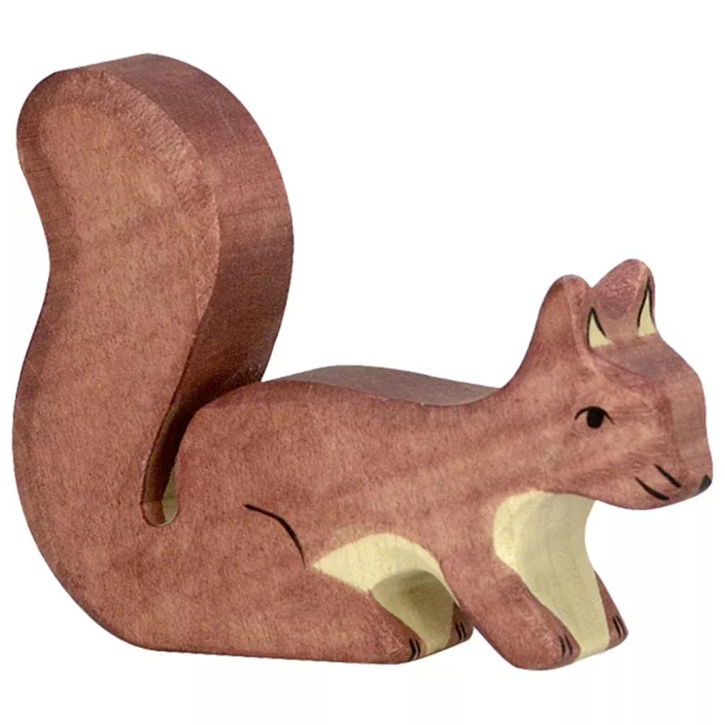 Wooden Standing Brown Squirrel