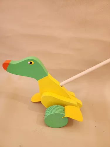 Yellow & Green Duck Push Toy